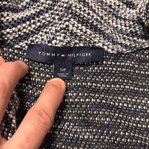 Tommy Hilfiger Women's Knit Blue White Open Front Drape Cardigan Sweater Size S - Picture 10 of 16